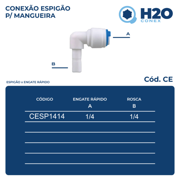 Conexão Espigão para Mangueira - Espigão para Engate Rápido - CESP1414 - Imagem 2