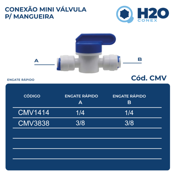 Conexão Mini Válvula para Mangueira - Engate Rápido - CMV - Imagem 2