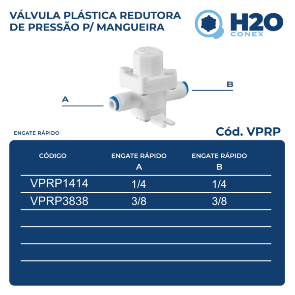 Válvula Plástica Redutora de Pressão para Mangueira - Engate Rápido - VPRP - Imagem 2